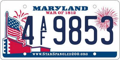 MD license plate 4AF9853