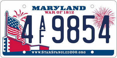 MD license plate 4AF9854