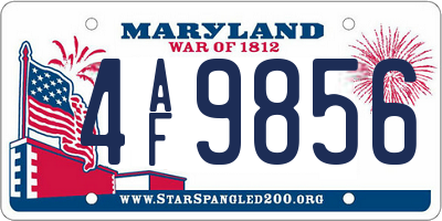 MD license plate 4AF9856