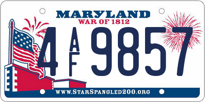 MD license plate 4AF9857