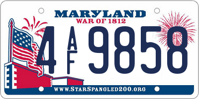 MD license plate 4AF9858
