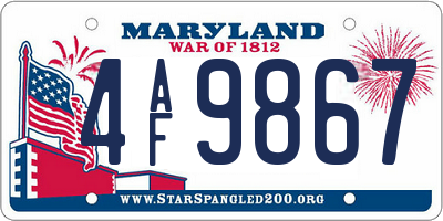 MD license plate 4AF9867