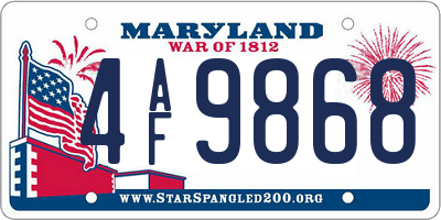 MD license plate 4AF9868