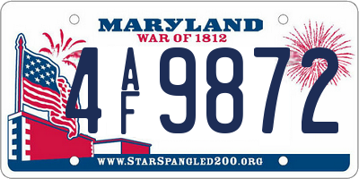 MD license plate 4AF9872