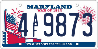 MD license plate 4AF9873