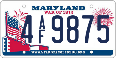 MD license plate 4AF9875