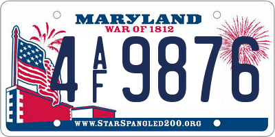 MD license plate 4AF9876
