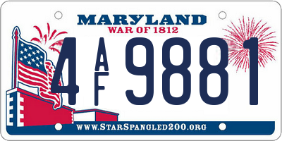 MD license plate 4AF9881