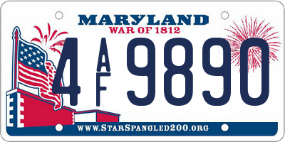 MD license plate 4AF9890