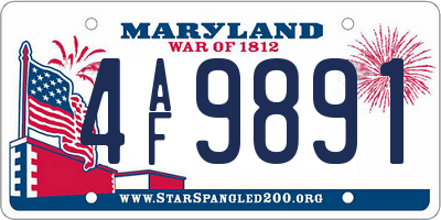 MD license plate 4AF9891