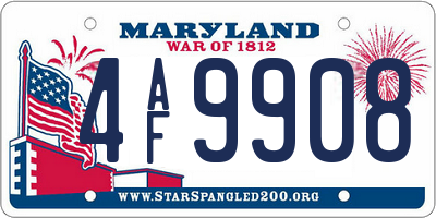 MD license plate 4AF9908