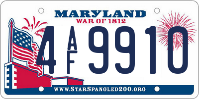 MD license plate 4AF9910