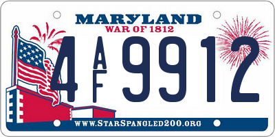 MD license plate 4AF9912
