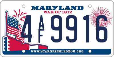 MD license plate 4AF9916