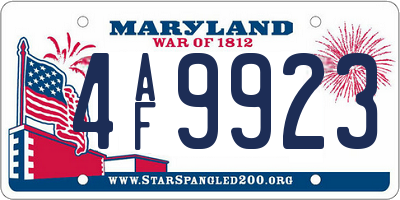 MD license plate 4AF9923