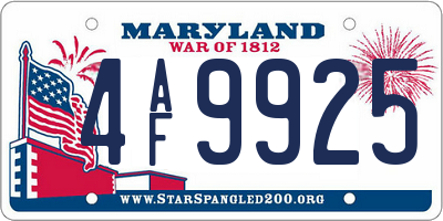 MD license plate 4AF9925