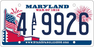 MD license plate 4AF9926