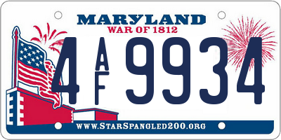 MD license plate 4AF9934