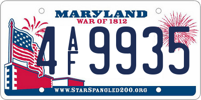 MD license plate 4AF9935