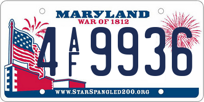 MD license plate 4AF9936