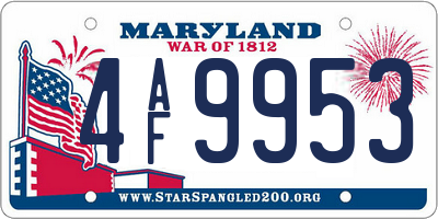 MD license plate 4AF9953