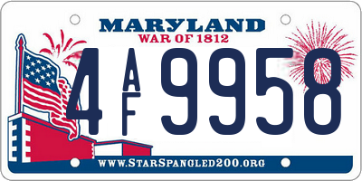 MD license plate 4AF9958