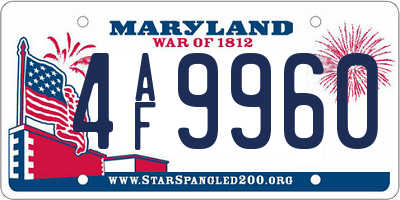 MD license plate 4AF9960