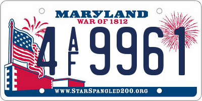 MD license plate 4AF9961