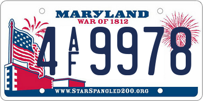 MD license plate 4AF9978