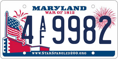 MD license plate 4AF9982
