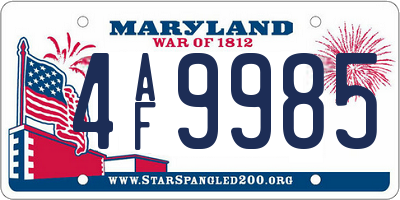 MD license plate 4AF9985
