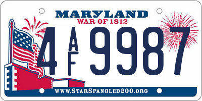 MD license plate 4AF9987