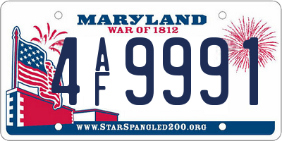 MD license plate 4AF9991
