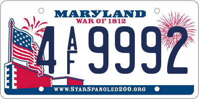 MD license plate 4AF9992