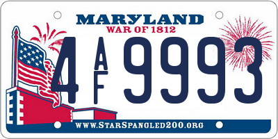 MD license plate 4AF9993