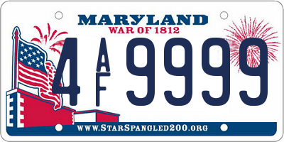 MD license plate 4AF9999