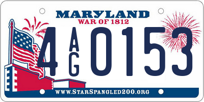 MD license plate 4AG0153