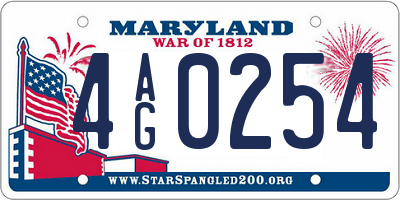 MD license plate 4AG0254