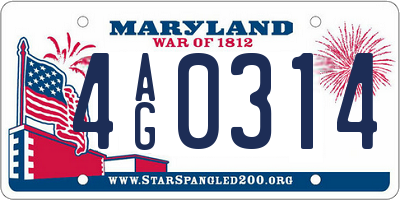 MD license plate 4AG0314