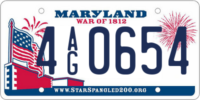 MD license plate 4AG0654