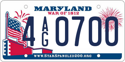 MD license plate 4AG0700