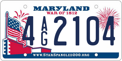 MD license plate 4AG2104