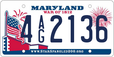 MD license plate 4AG2136