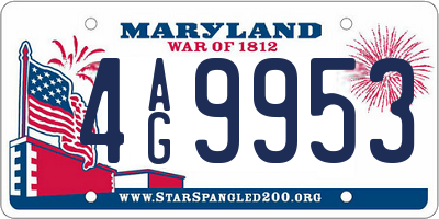 MD license plate 4AG9953