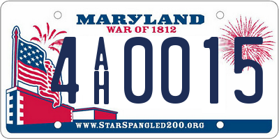 MD license plate 4AH0015