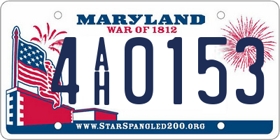 MD license plate 4AH0153