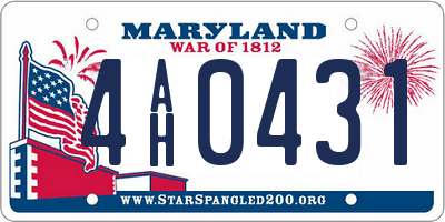 MD license plate 4AH0431