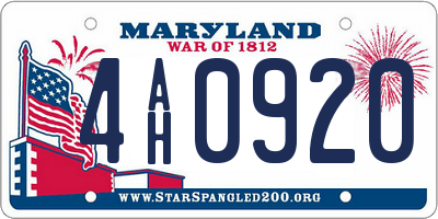 MD license plate 4AH0920