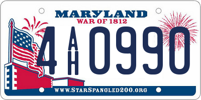MD license plate 4AH0990