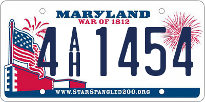 MD license plate 4AH1454